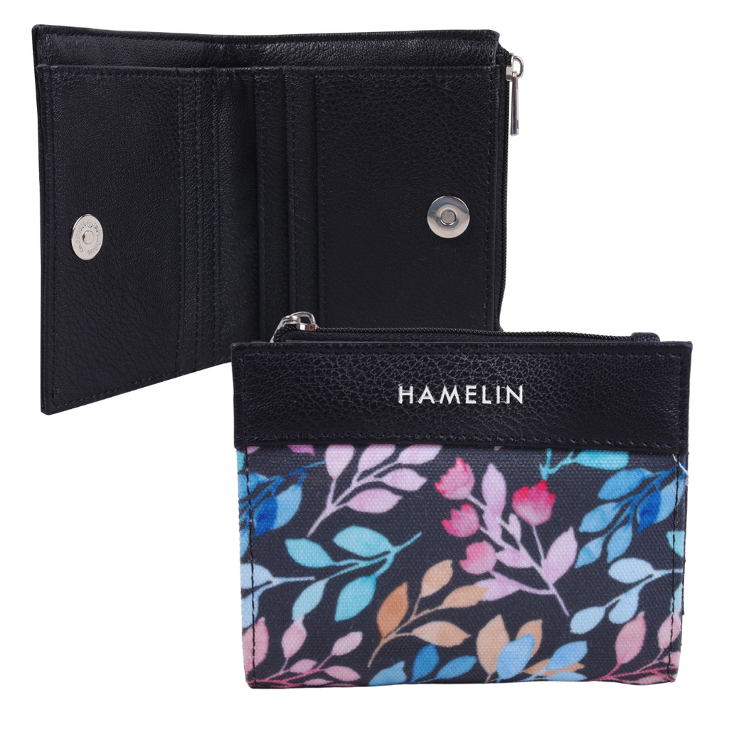 Olivia Bi-Fold Vegan Wallet for Women (Pastel Vines)