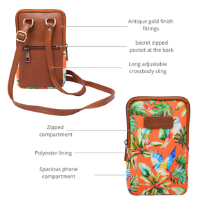 The Mobile Sling Bag (Coral Flutter Zipped)