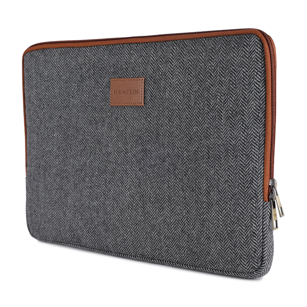 Zeus Macbook Sleeve / Laptop Sleeve (Grey Herringbone Zipped)