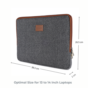 Zeus Macbook Sleeve / Laptop Sleeve (Grey Herringbone Zipped 14 Inch)