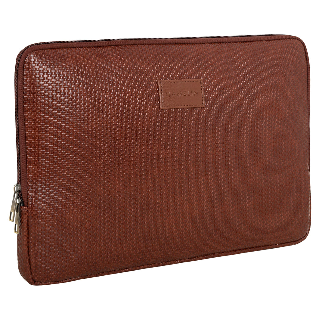 Zeus Macbook Sleeve / Laptop Sleeve (Brown Grid Zipped 14 Inch)