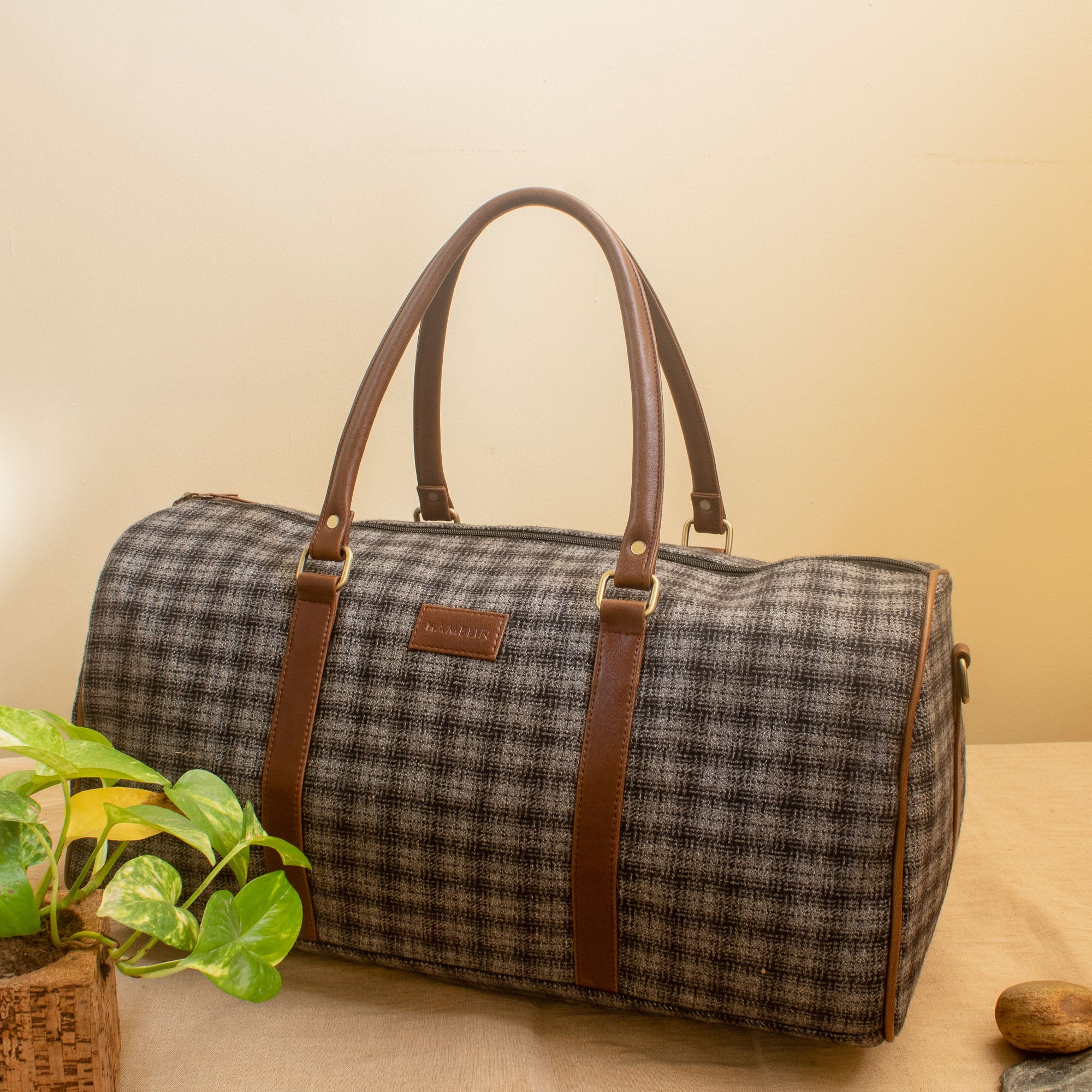 Tweed cheap duffle bag