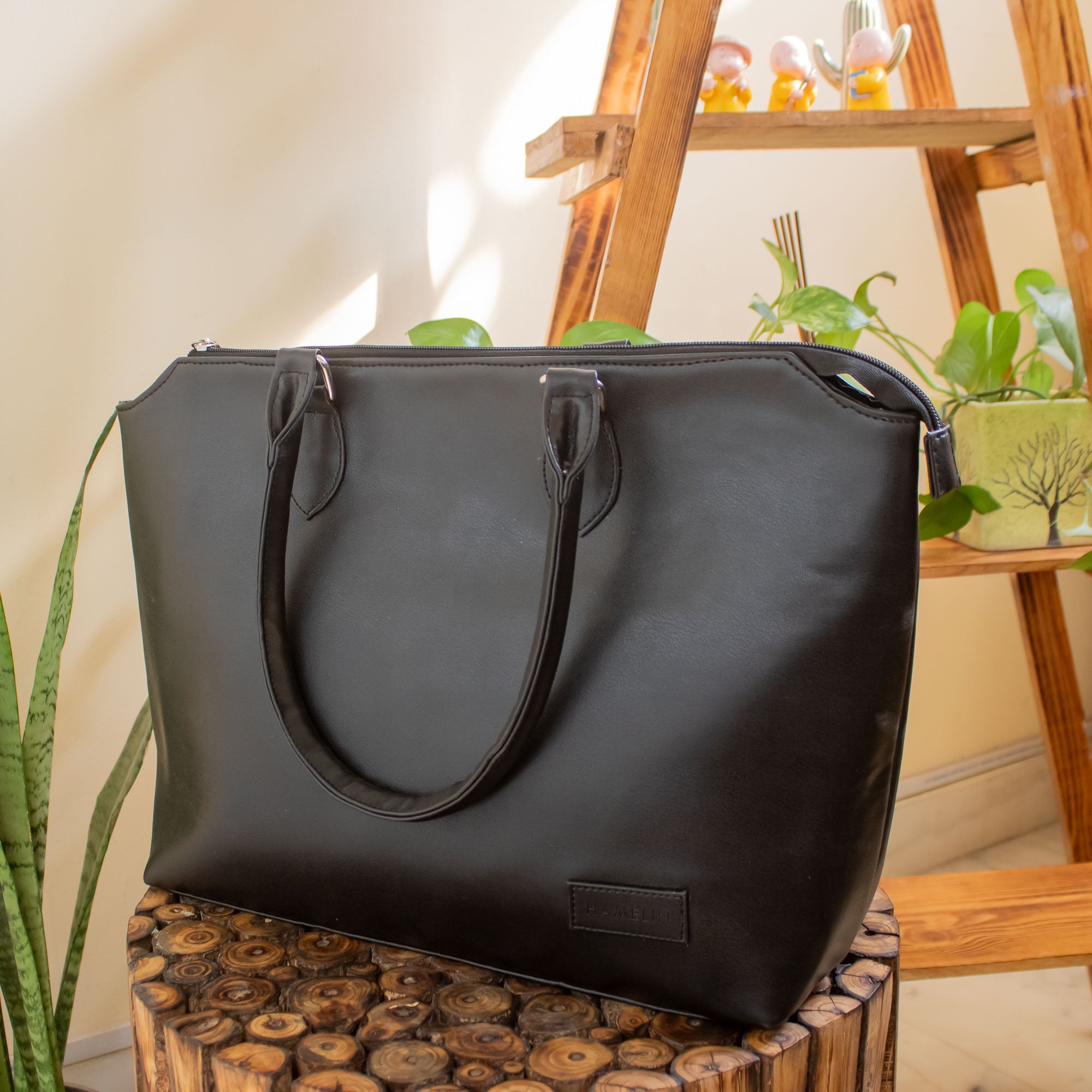 Black leather best sale tote sale